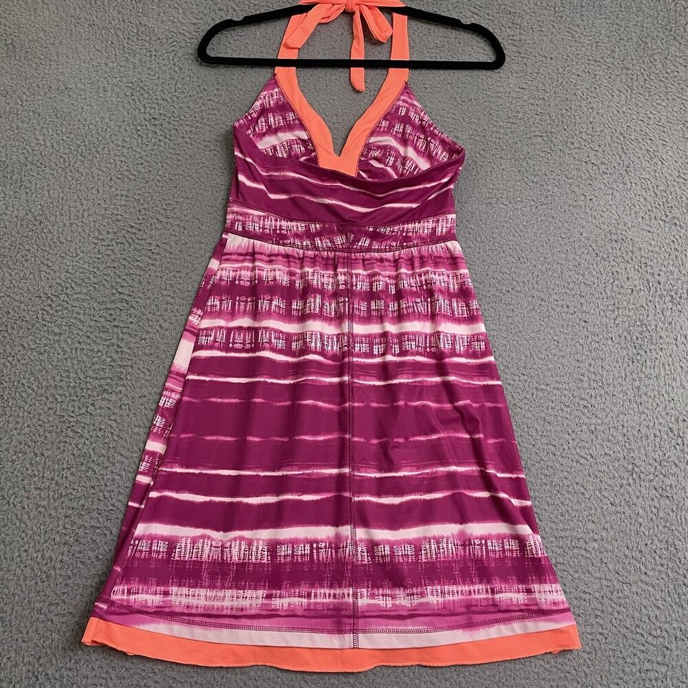 The North Face Echo Lake Halter Dress Size Small Pink Tie Dye Orange UPF 50 - Picture 5 of 10